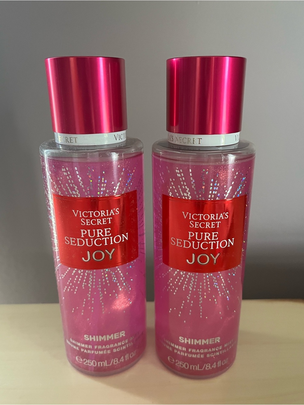 Two PINK Victoria’s Secret Pure Seduction Joy Shimmer Fragrance Body Mists